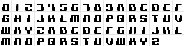 Digitek Regular  glyph index