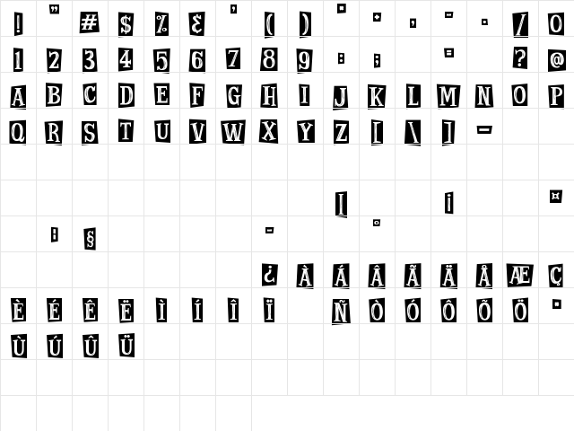 Magician's Daughter Regular  glyph index