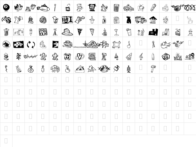 DF Urbans Regular  glyph index