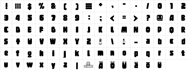 Tregger Medium  glyph index