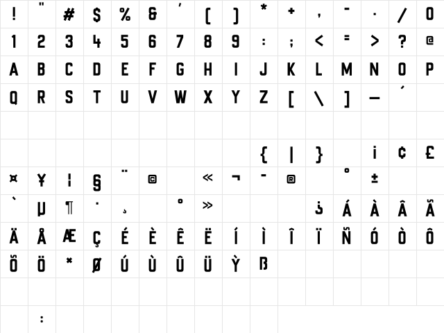 Universal Knowledge Regular  glyph index