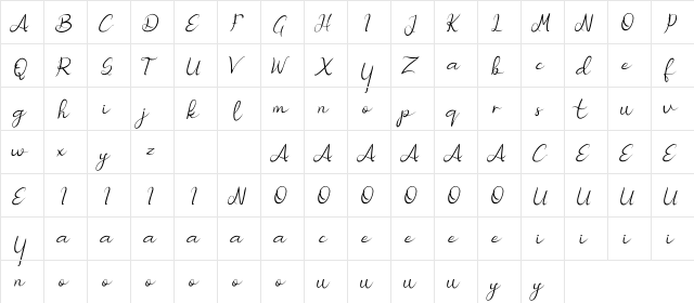 Nicollia DEMO Italic  glyph index