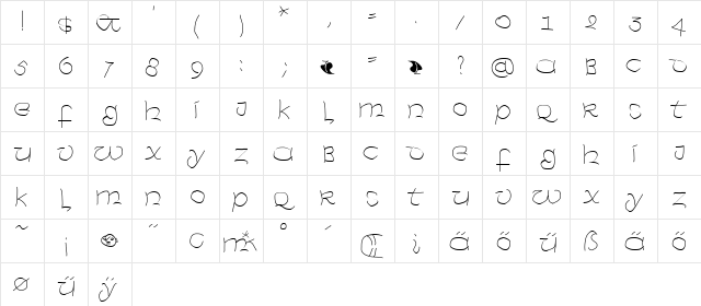 UncialeXpress-Light Regular  glyph index