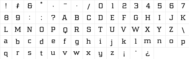 Samton Regular  glyph index