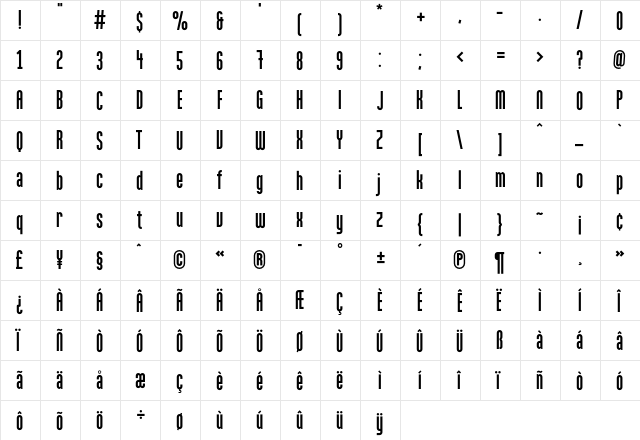 Marten Grotesque  glyph index