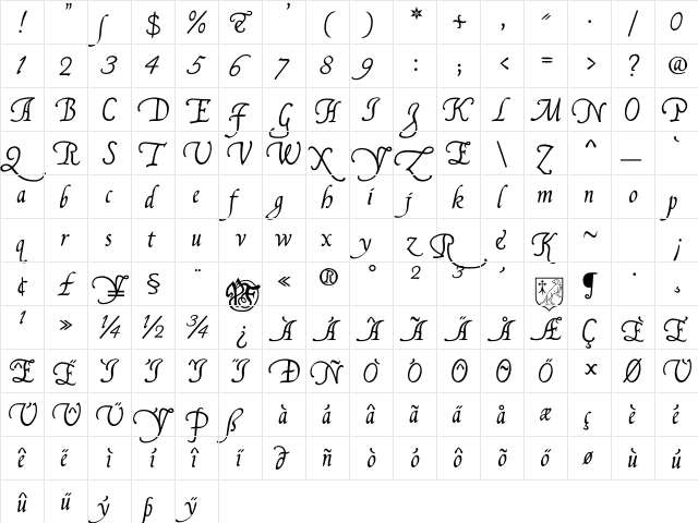 Francisco Lucas Llana Regular  glyph index
