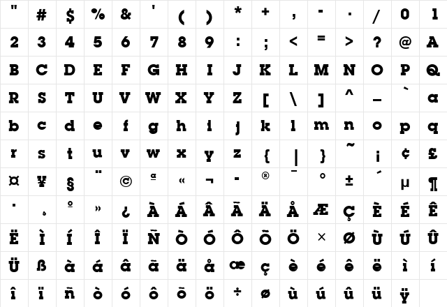 LubalinGraphMdITC Bold  glyph index