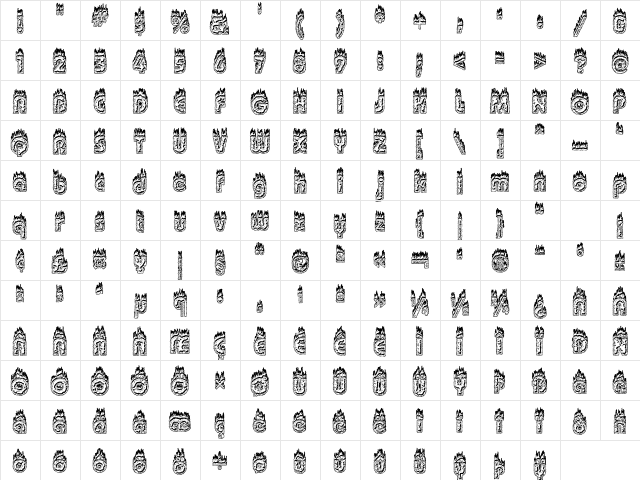Plautius 'Branded' Regular  glyph index