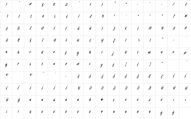 Rose Pertiwi Italic Italic  glyph index