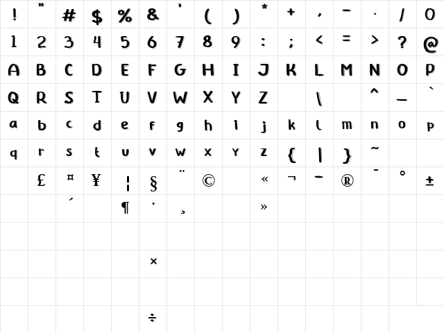 Polka Bold  glyph index