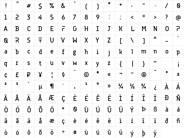 Accuratist Regular  glyph index