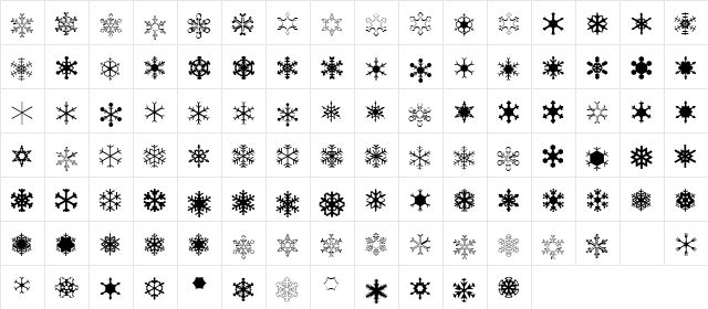 XSchneeFlaken Regular  glyph index