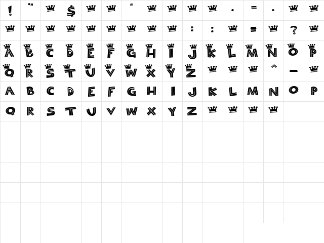 The King Regular  glyph index