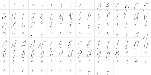 Walkout Regular  glyph index