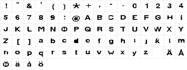 Paolo Extented Normal  glyph index