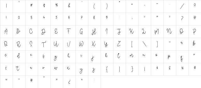 Dancing Candy Regular  glyph index