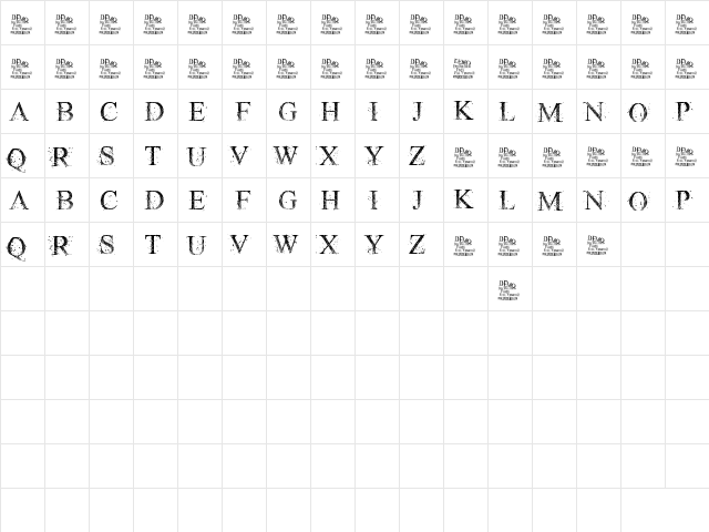 RIOT GLASS Regular  glyph index
