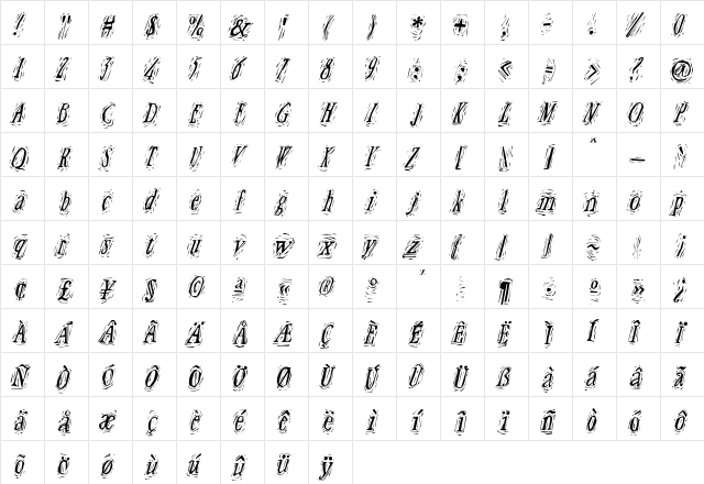 Craft Regular  glyph index