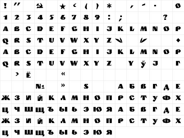 Granit Normal  glyph index