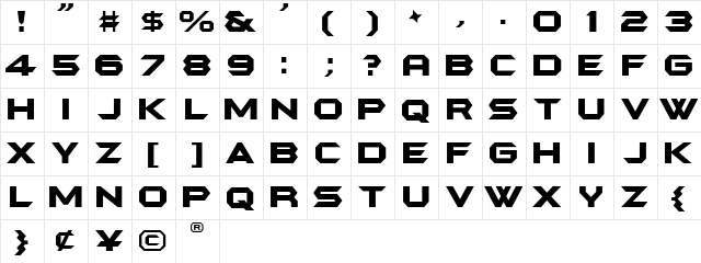 BatmanForeverRoman Regular  glyph index