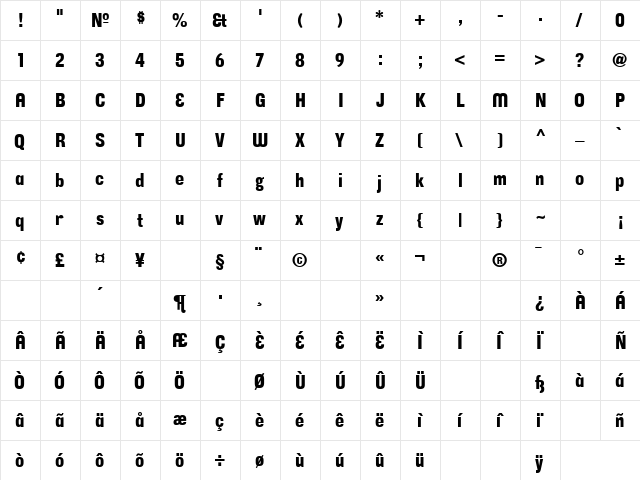 CorpusGothic Alt  glyph index