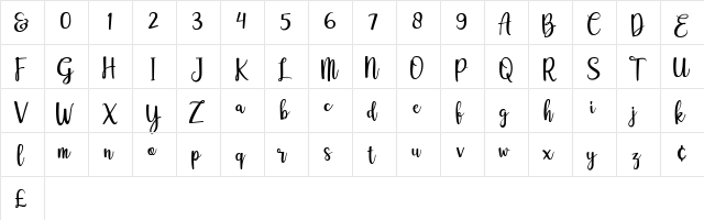 adelline personal use only Regular  glyph index