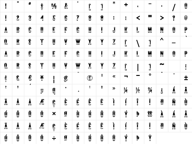 Jefferson Pilot Wbw Regular  glyph index
