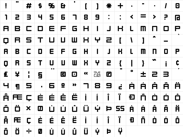 Karnivore Regular  glyph index