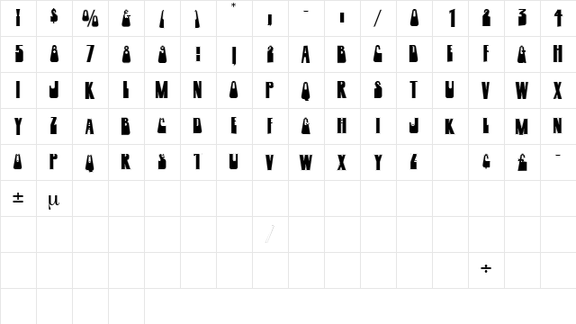 WoogieDisplayOutlineCapsSSK Regular  glyph index