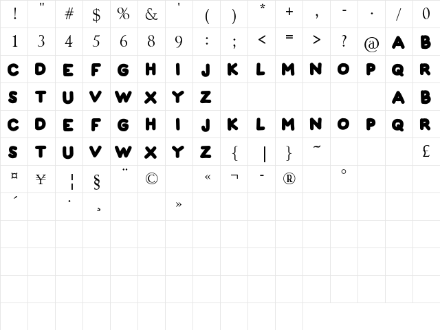 FLORIAN Regular  glyph index