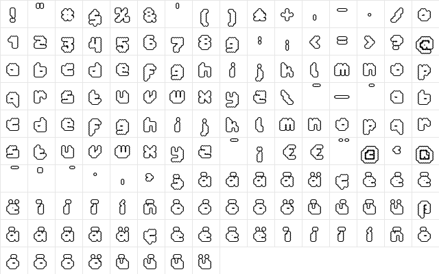 dottocrema Regular  glyph index
