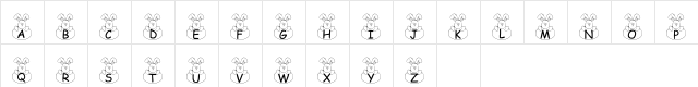 101! Bunny Hug Regular  glyph index