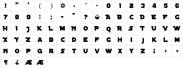 Distant Galaxy Regular  glyph index