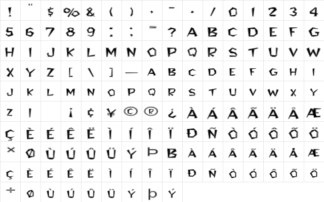 FZ JAZZY 8 CONTOUR EX Normal  glyph index