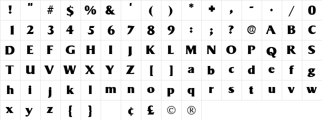 Matrox Display SSi Regular  glyph index