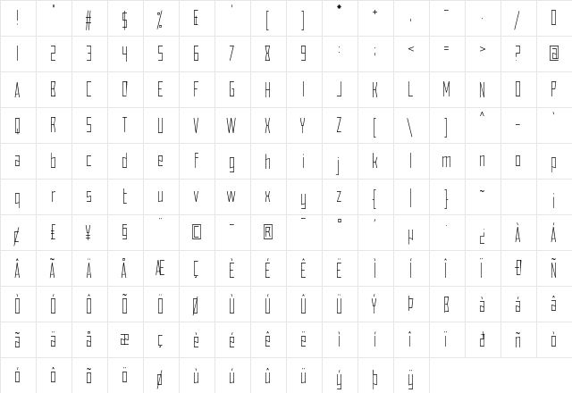 Nonchalant Love Regular  glyph index
