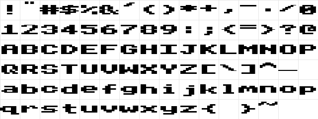Frozen Bruza Regular  glyph index