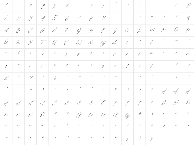 Alloystan Italic Regular  glyph index