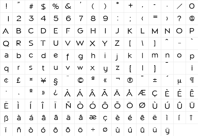 Napoli-Serial Regular  glyph index
