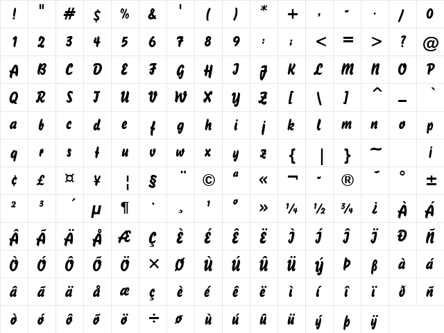 Brush Stroke 26 Normal  glyph index