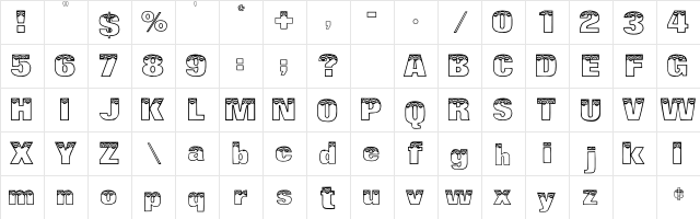 NewBunting Regular  glyph index