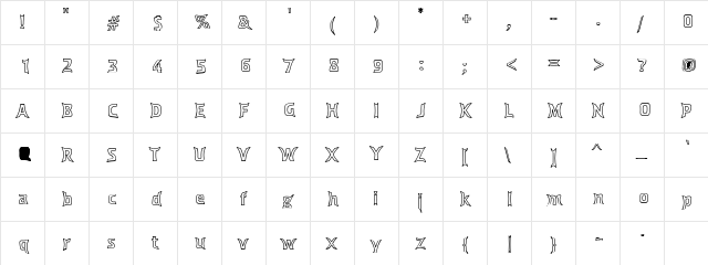 Dross05Hollow Regular  glyph index