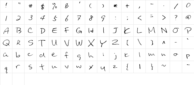 Urara Regular  glyph index