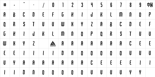 Qirof Regular  glyph index