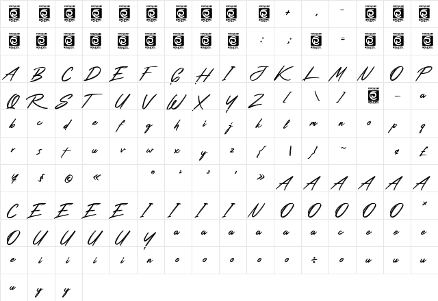 Rotters Personal Use Regular  glyph index