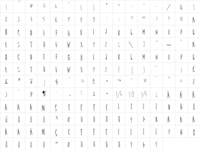 Cute Cartoon Regular  glyph index