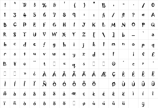 Jokerman LET Plain  glyph index