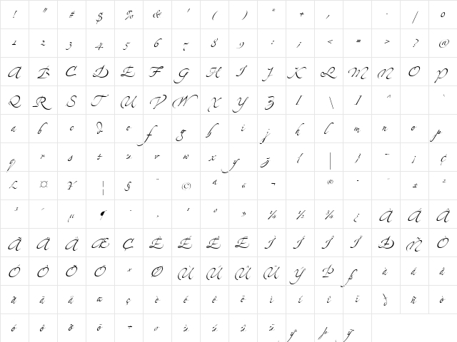 Zapfino Extra LT Four Regular  glyph index