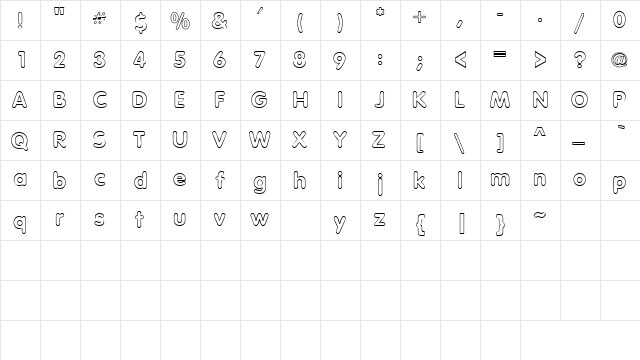 BogeyOutlineSSK Regular  glyph index