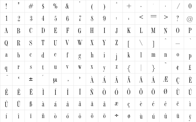 Houston Regular  glyph index